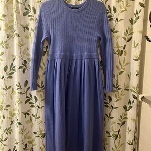 J.Crew Wool‑Blend Ribbed Fit & Flare Sweater Dress Hydrangea Lavender Size XL